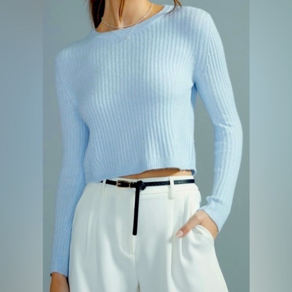 Francesca's Blue Rib Knit Sweater